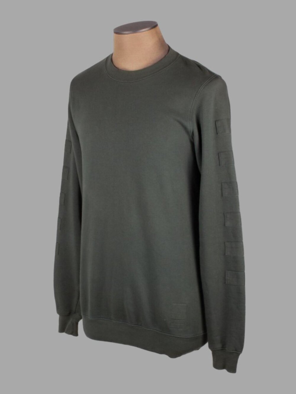 RICK OWENS DRKSHDW Green Patch Sleeve Cotton Sweatshirt Sz S Crewneck